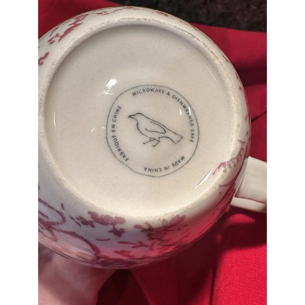 Anthropologie Homegrown Monogram Letter J Pink Floral Ceramic Coffee Mug Cup - Picture 3 of 4